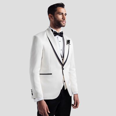 Slim Fit White Tuxedo Suit