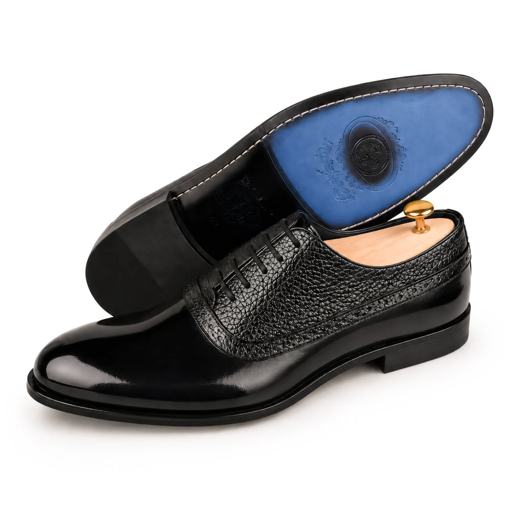 Black Oxford Tuxedo Shoes -Genuine Leather