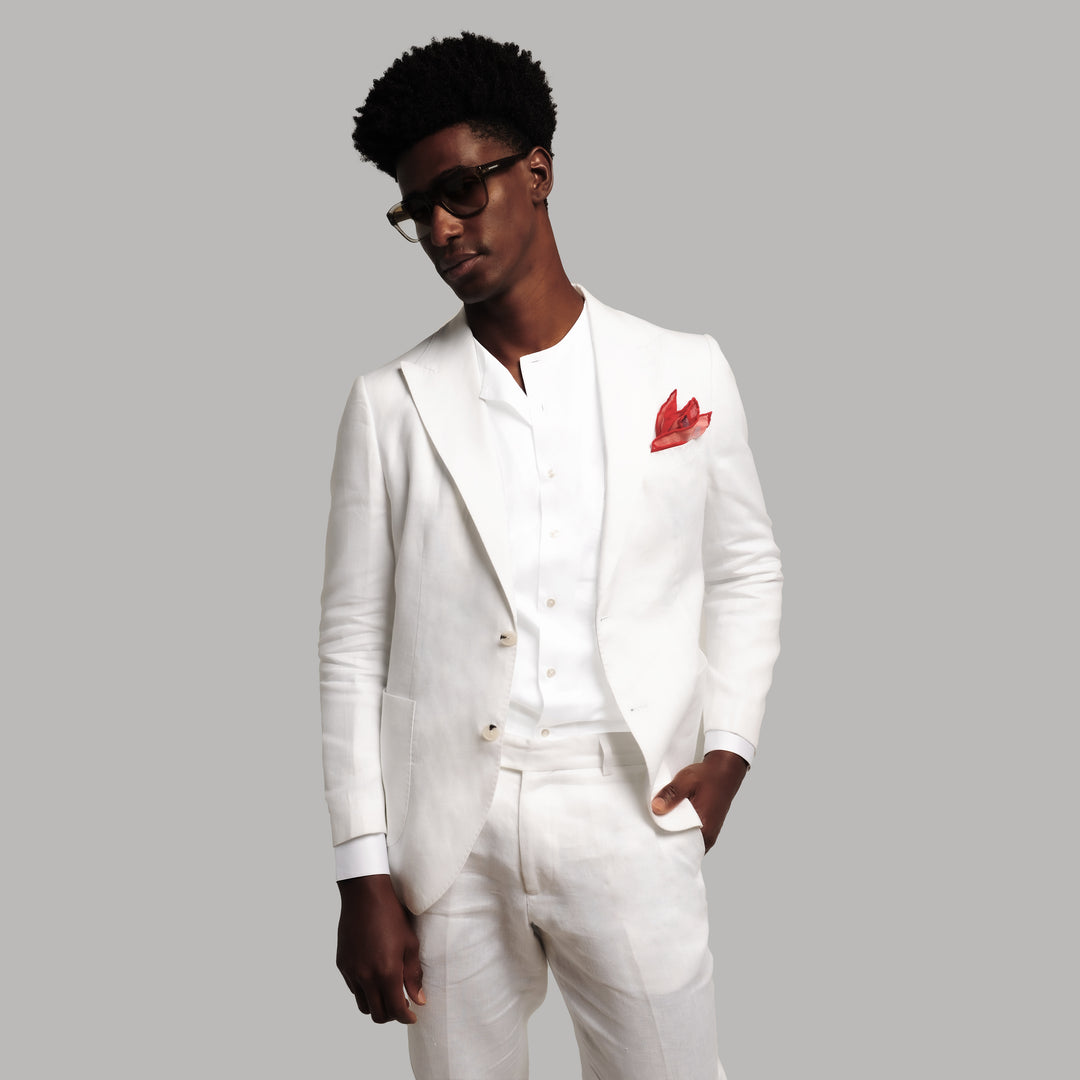 White Linen Smart Suit-Turkish Made