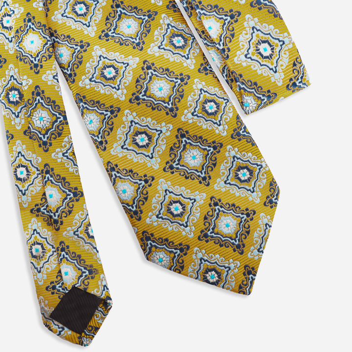 Yellow Tie - Square Pattern-Turkish Made