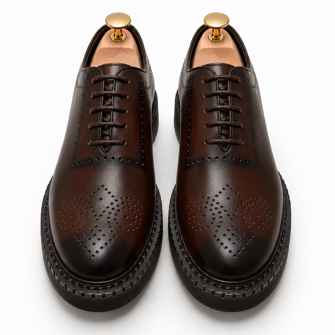 Brown chunkey shoes - Brogue- Genuine leather