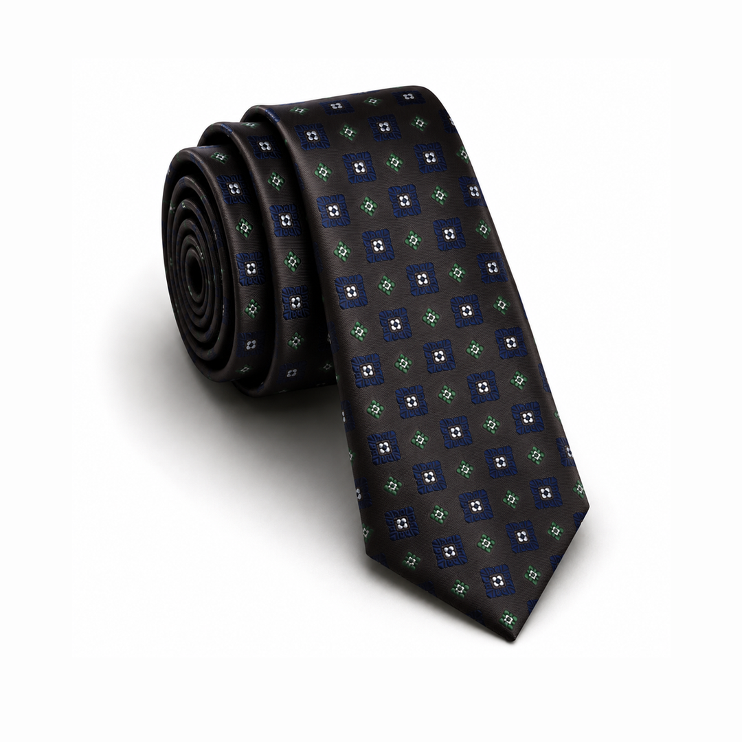 Brown Square Pattern  Tie-Turkish Made