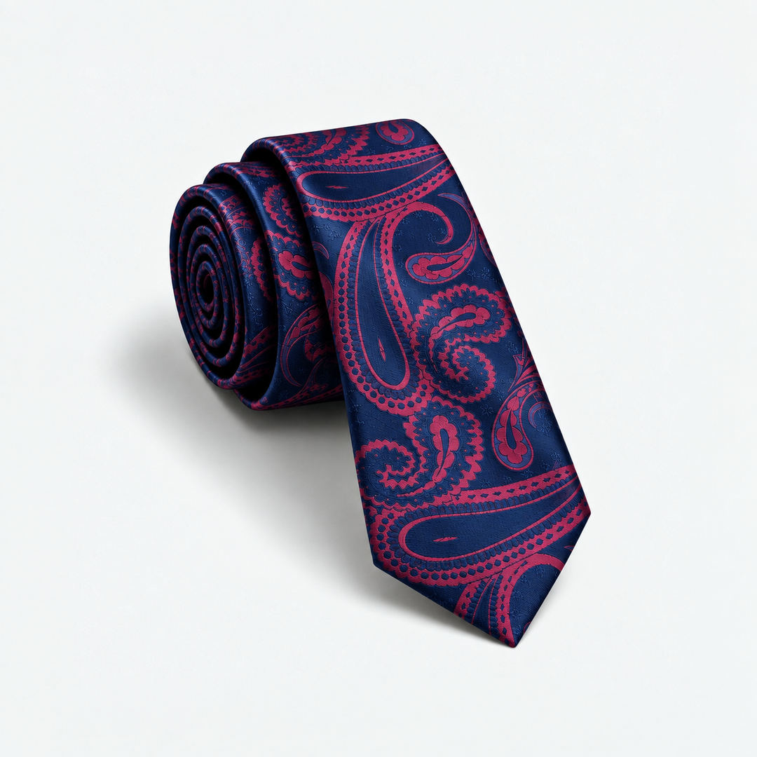Navy Tie with Paisley Pattern