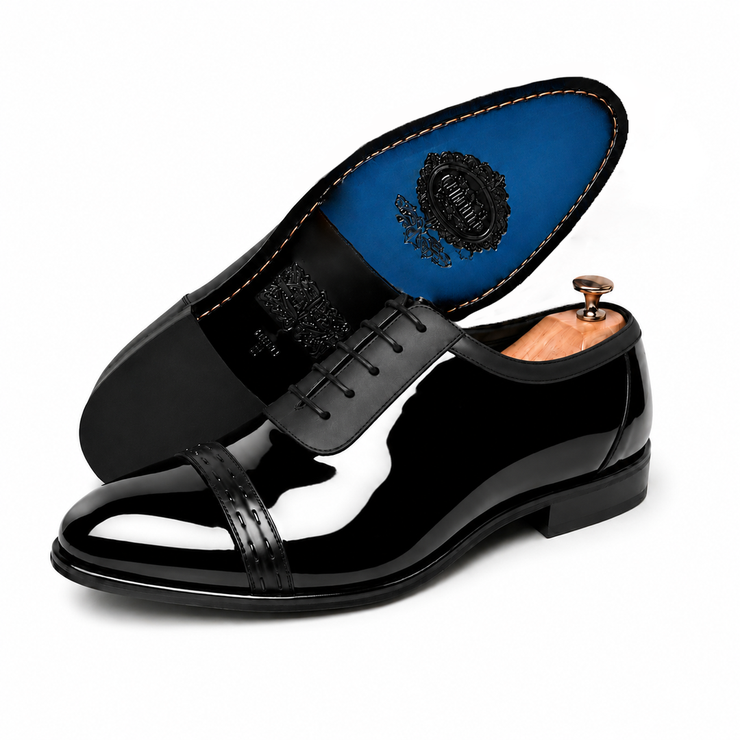 Black Oxford Tuxedo Shoes -Genuine Leather