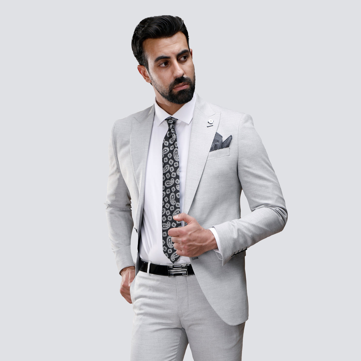 Slim Fit Light Gray Formal Suit