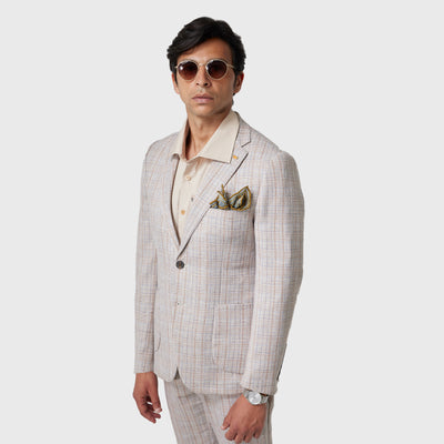 light biege linen smart suit