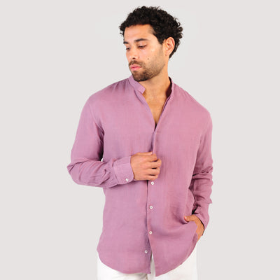 pink linen shirt