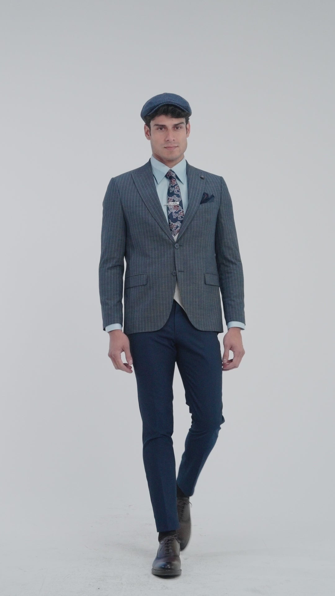 Slim Fit Smart Suit -Light Gray Vest-Turkish Made