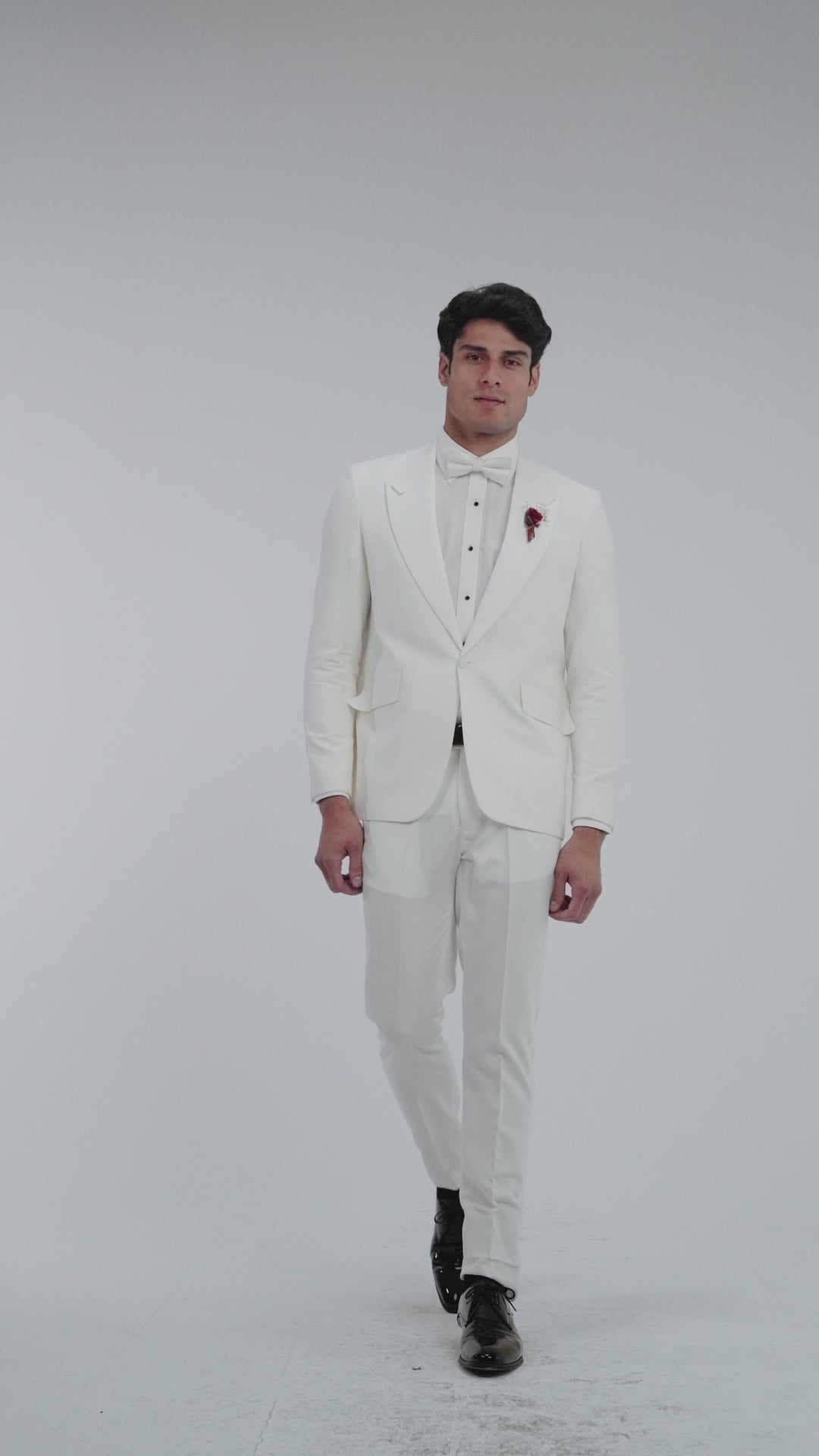 Off-White Linen Tuxedo Suit For Daytime Wedding Party-Turkish Made