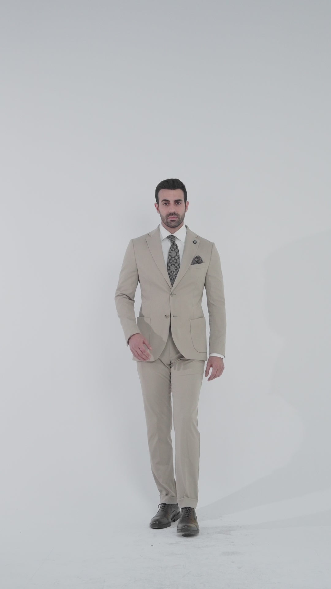 Slim Fit Beige Smart Suit-Turkish Made