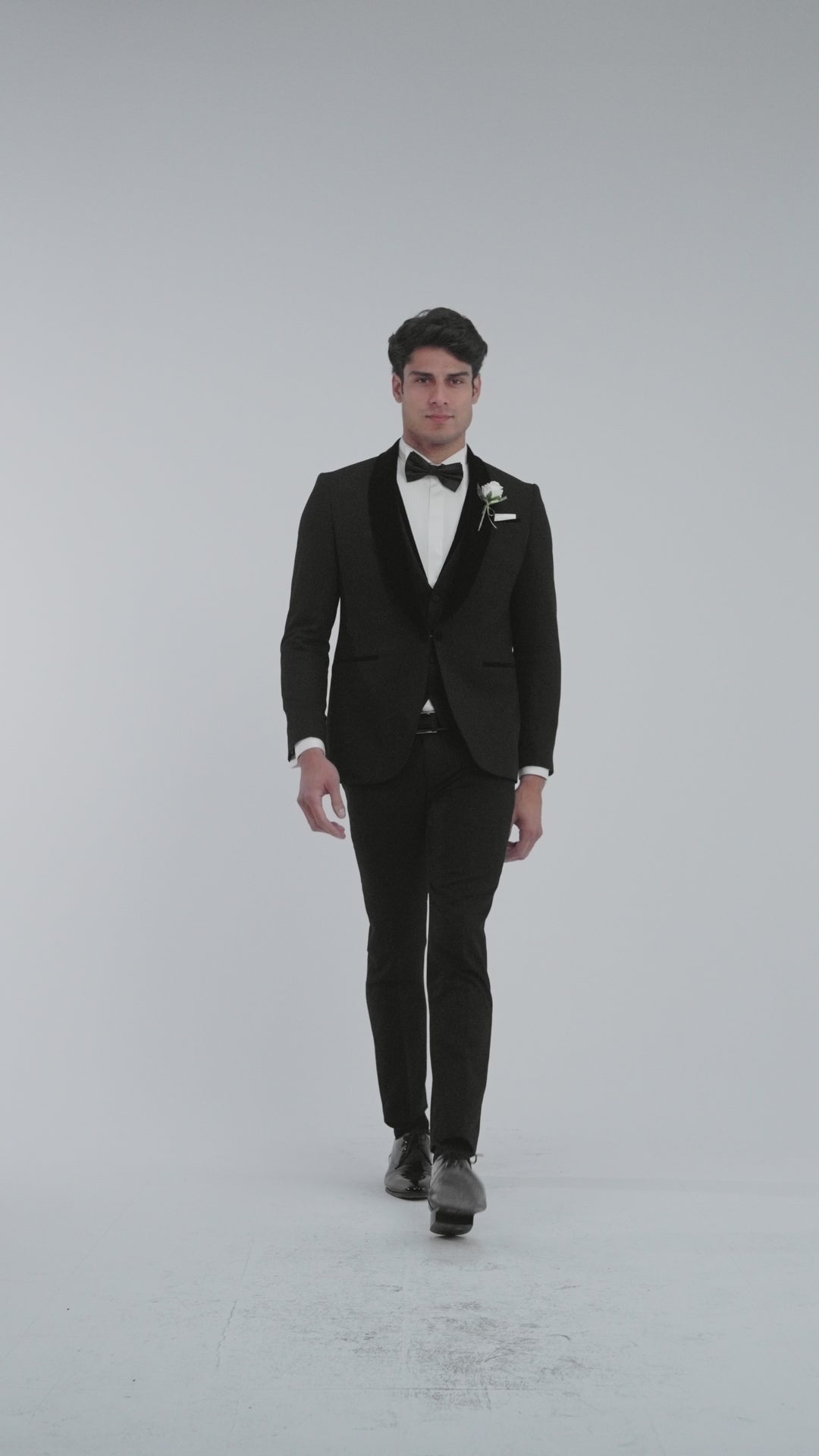 Slim fit black Shawl velvet lapel wedding suit