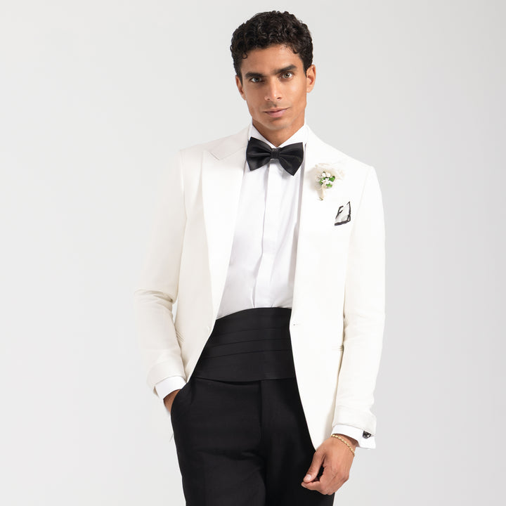 slim fit off white wedding suit - Turkish made
