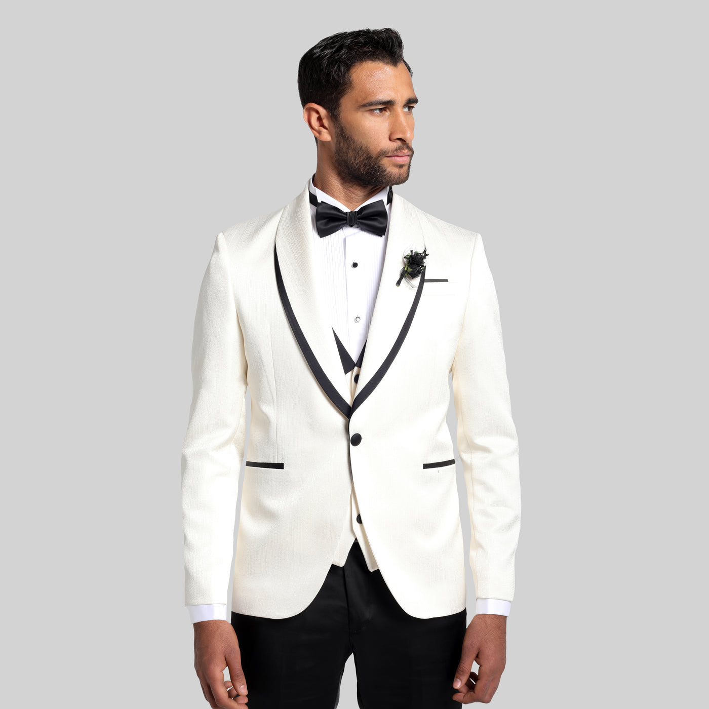 Slim Fit White Tuxedo Suit