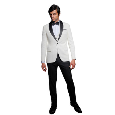 Slim fit white tuxedo suit