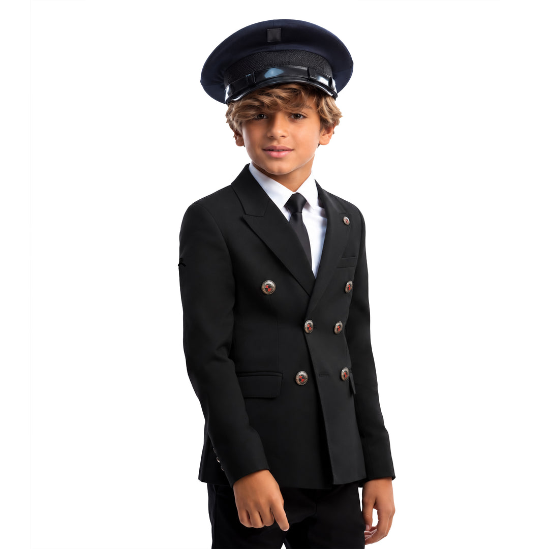 Black Kids Suit - Double Breasted - Turkish Made