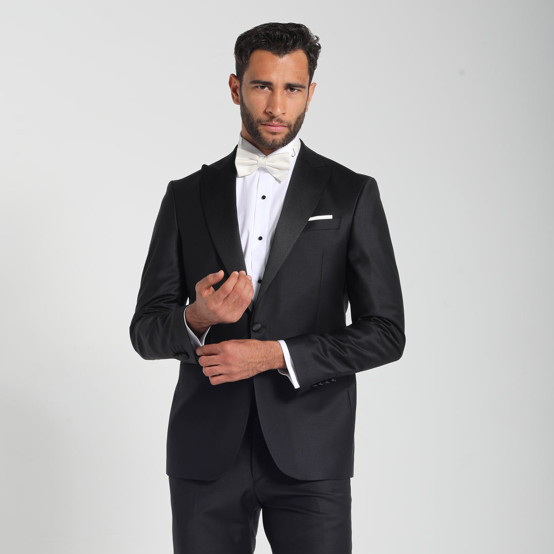 Slim Fit Black Wool wedding Suit