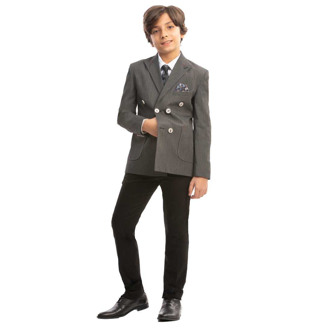 Gray Formal Kids Suit | Double Breasted-Turkish Made