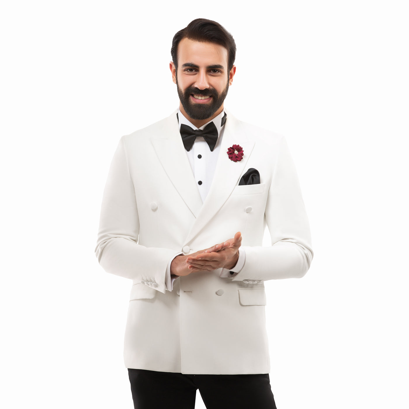 Slim fit white tuxedo suit